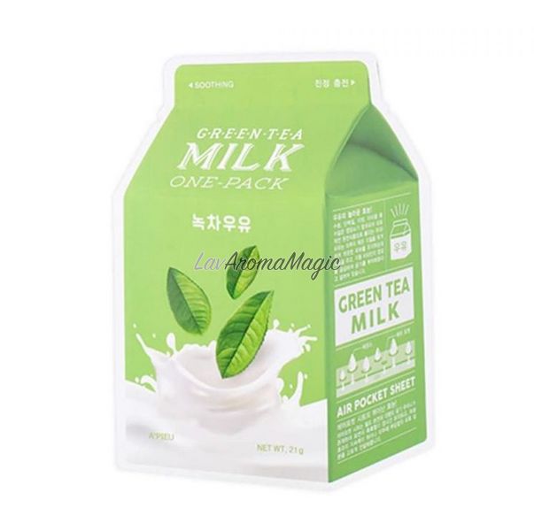 Тканинна маска заспокійлива A'pieu Green Tea Milk One-Pack ACM-0397 фото