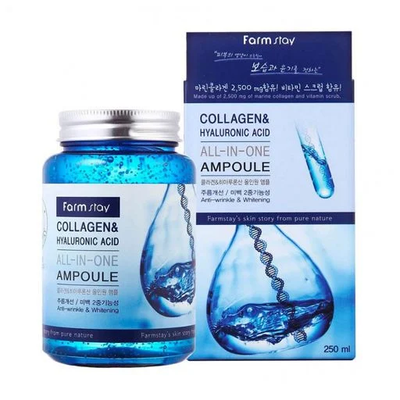 Ампульна сироватка для обличчя FarmStay Collagen & Hyaluronic Acid All-in-One Ampoule з колагеном та гіалуроновою кислотою FSC-7820 фото